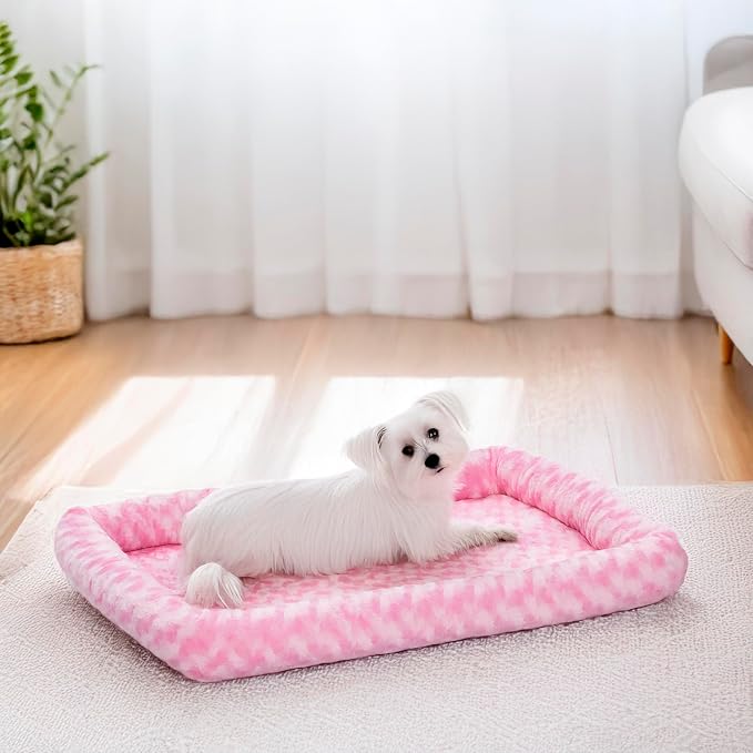 MidWest Homes for Pets QuietTime Fashion XS Dog Bed - Pink Faux Fur Bolster, Ultra-Soft and Machine Washable, Fits 22-Inch Crates and Carriers, for Small Dogs and Cats