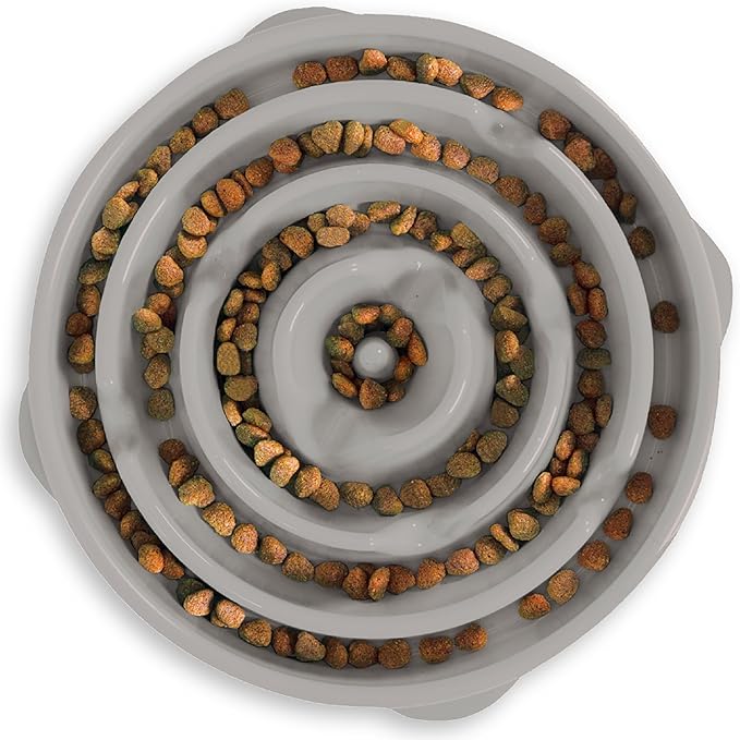 Outward Hound Fun Feeder Slo Bowl Dog Slow Feeder, Drop, Gray, 11.8"