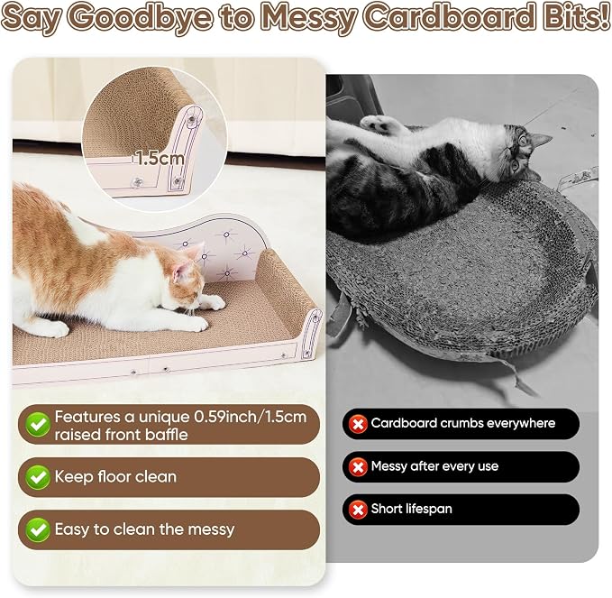 NATUYA 26'' Large Cat Scratcher Couch for Indoor Cats | Cat Scratcher, Sisal Material, Large Size, Cat Bed