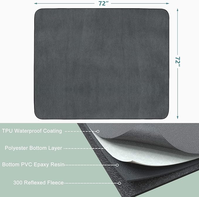 Washable Pee Pads for Dogs 72"x72" Reusable Dog Pads Extra Large Upgrade Non-Slip Dog Pee Pads Heavy Absorbency Puppy Pee Pads Quick Dry Whelping Pads/Waterproof Puppy Training Pad