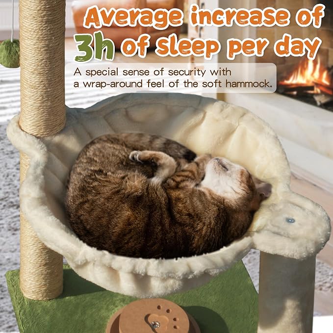 Fantasreen Cat Tree 28'' with Hammock & Interactive Toy for Indoor Cats