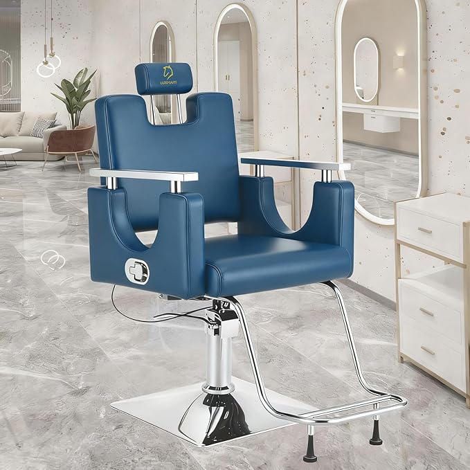 Heavy Duty Barber Chair, 360° Swivel Reclining Salon Chair for Hair Stylist, Height Adjustable Hydraulic Hairdressing Chair with Footrest for Barber Shop, Beauty Salon, Hairdressers
