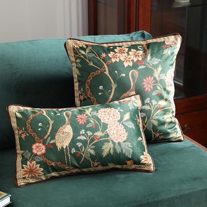 Designer French Velvet Throw Pillow Cover,Set of 2,20"x12"-Mitchell | Pillow Cover,Concealed Zipper Design,Dragonfly Pattern,Sofas,Bedroom,Living Room,Lounge Chairs,All Season Home Decor