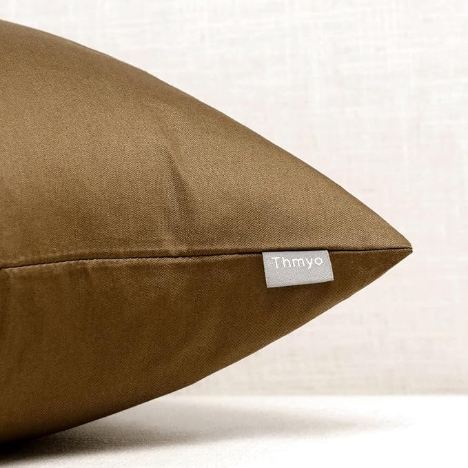 4-Pack 100% Cotton Comfortable Solid Decorative Throw Pillow Case,Thmyo Square Cushion Cover Pillowcase Sublimation Blank Pillow Covers DIY Throw Pillowcase for Sofa(20x20 inch/ 50x50cm,Light Coffee)