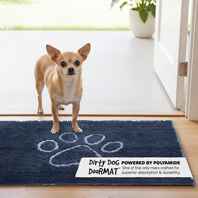 Dog Gone Smart Dirty Dog Doormat - Fast Drying Rug with Super Gripper Backing for Clean Floors - Super Absorbent and Machine Washable Mat for Muddy Paws - Mist Grey | Super Gripper Backing for Clean Floors - Absorbent Microfiber and Machine Washable Ma...
