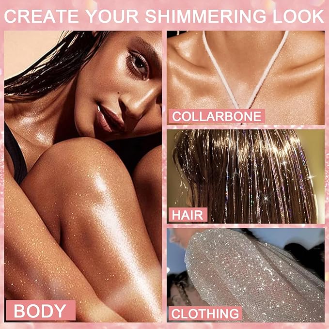 Hair and Body Glitter Spray, Holographic Glitter Highlighter Powder, Hairspray for Clothes, Face Body Shiny Glitter, Loose Shimmer Hairspray Festival Rave Prom Accessories, 2.11 Fl Oz (Rainy-Rainbow)