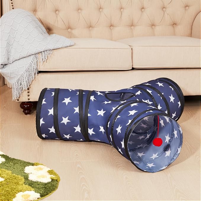 Tempcore Cat Tunnel, 3-Way Collapsible Toy for Indoor Cats, Pentagram