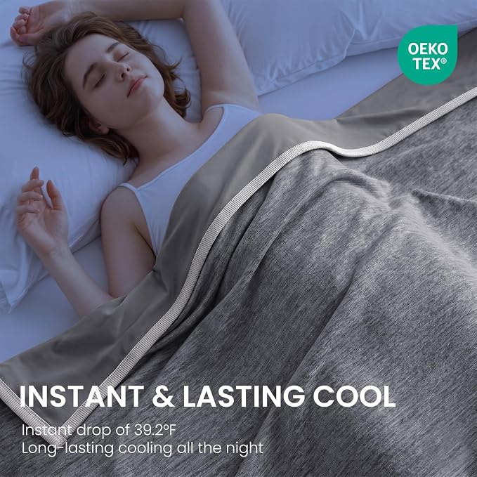 Cooling Blanket King Size 90"x108" for Hot Sleepers Summer Blanket | Absorbs Heat Cold Summer Blanket for Night Sweats & Menopause Q-Max>0.5 Lightweight Breathable Soft Double-Side Cooling