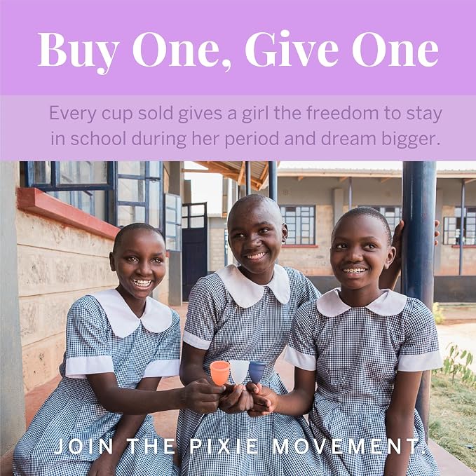Pixie Soft Menstrual Cup - Ranked 1 for Most Comfortable Reusable Period Cup - Buy One We Give One - Includes Ebook Guide, Cleaning Wipes, Lube, & Storage Bag - Tampon and Pad Alternative
