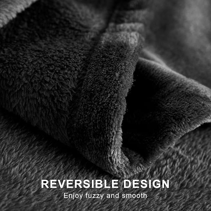 Hansleep Queen Dark Grey Fleece Blanket, Soft Flannel Bed Blanket | Fuzzy Cozy Blanket 90x90 Inches, Multi-use for Bed, Sofa, Couch, Travel, Camping, All Season Warm Lightweight Cover
