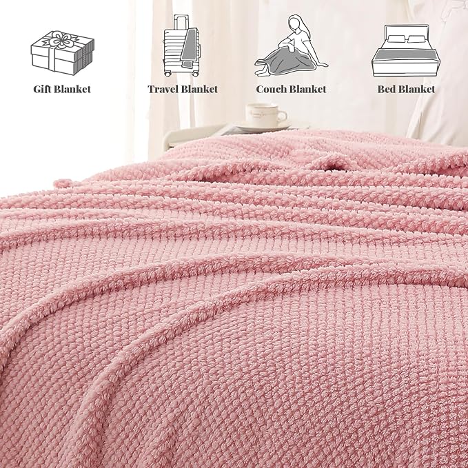 Whale Flotilla Soft Fleece King Size Bed Blanket, Pink | 90x104 Inch, Suitable for Bed, Fluffy Fuzzy Jacquard Blankets for All Season, Lightweight and Cozy