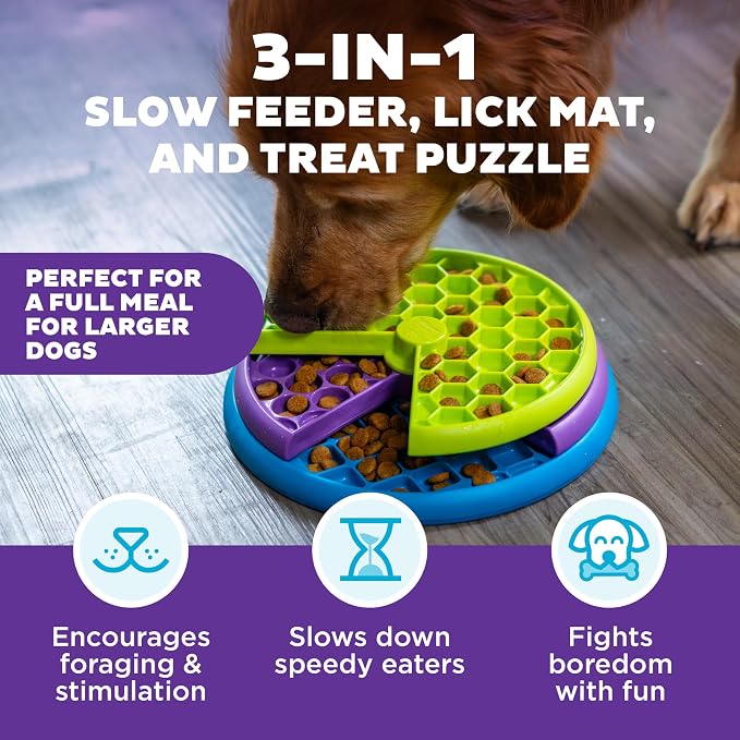 Outward Hound Nina Ottosson Lickin’ Layers 3-in-1 Dog Toy Treat Puzzle, 10" | Level 2 Intermediate, Interactive Slow Feeder, Lick Mat, Puzzle, Holds 2 Cups Food, Non-Slip Base, Enrichment, Dogs & Puppies
