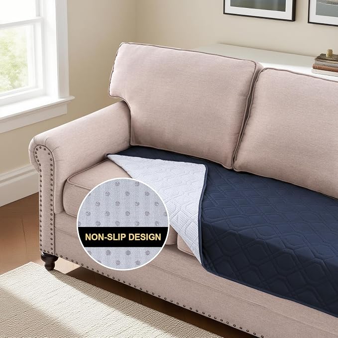 PrinceDeco Waterproof Couch Cover for Dogs Washable Dog Blanket for Bed Couch Sofa Outdoor Bed Cover with Non-Slip Back (30.5x62 Inch, Navy)
