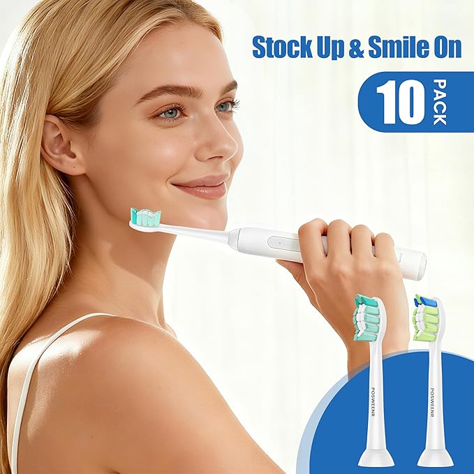 Replacement Toothbrush Heads for Philips Sonicare Replacement Brush Heads Compatible Electric Toothbrush Heads, 10 Pack, Black White