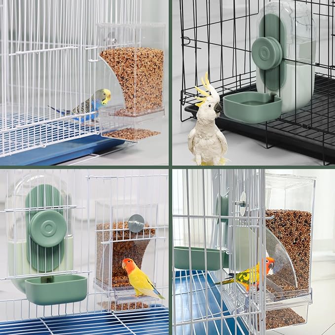 Lemtrflo No Mess Bird Feeder Water Dispenser, Parrot Cage Automatic Feeders | Automatic Feeding & Hydration, Parakeet Cage Accessories for Parrots, Cockatiels, Finches, Lovebirds & Budgies