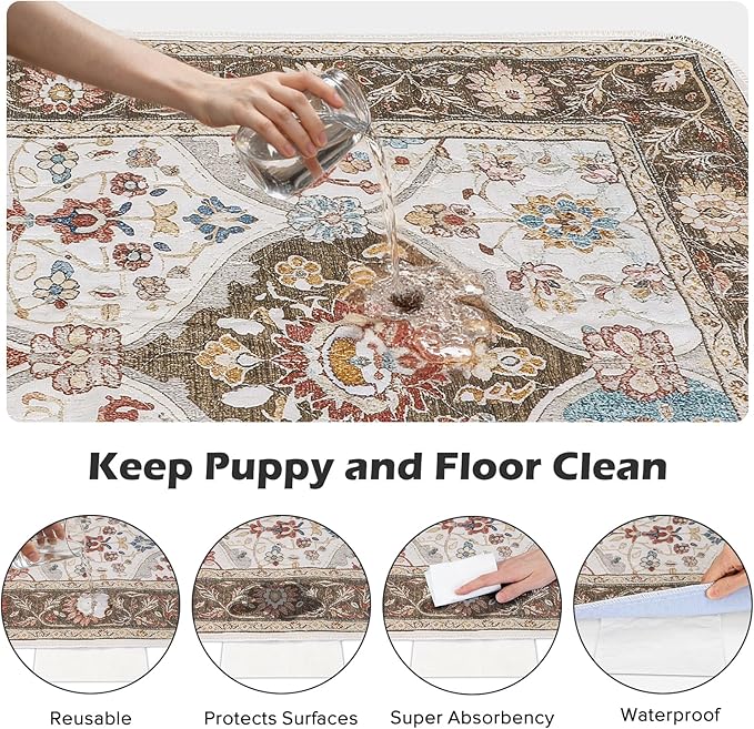 2PACK Washable Pee Pads for Dogs 60"x48" Reusable Dog Pads Extra Large Upgrade Non-Slip Dog Pee Pads Heavy Absorbency Puppy Pee Pads Quick Dry Whelping Pads/Waterproof Puppy Training Pad