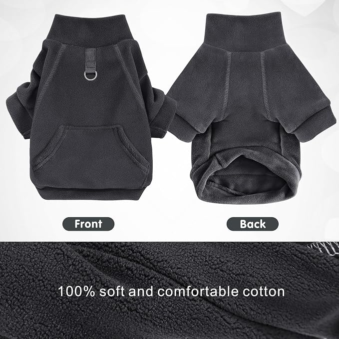 Idepet Fleece Sweater 1 Pack,Turtleneck Sweatshirt Pet Clothing | Winter Dog Clothes,Stretchy,Small Coat,Cat Apparel,with Leash Ring,for Small Medium Dogs Cats,with Pocket