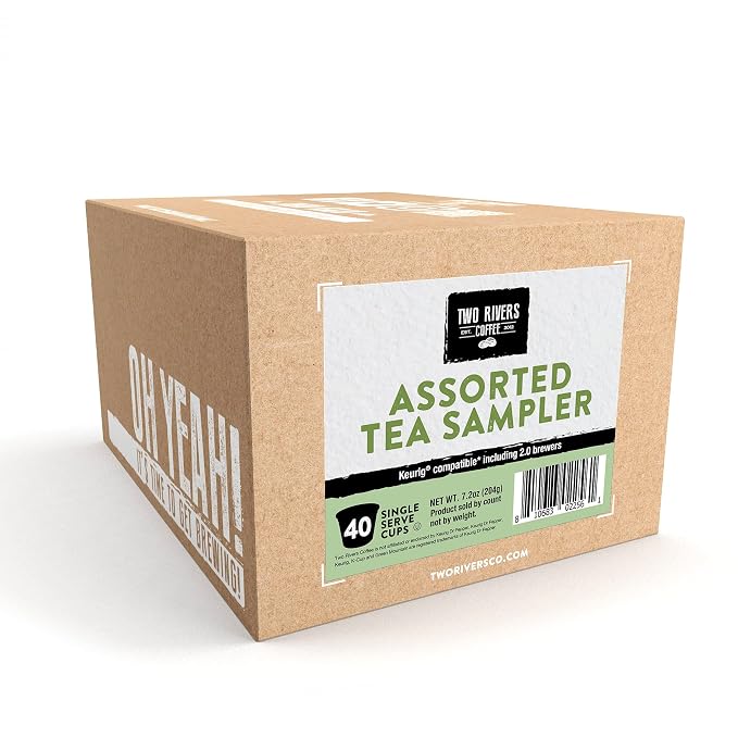 Two Rivers Assorted Tea Sampler Variety Pack for Keurig K-Cup Brewers,40 Count (Pack of 2)