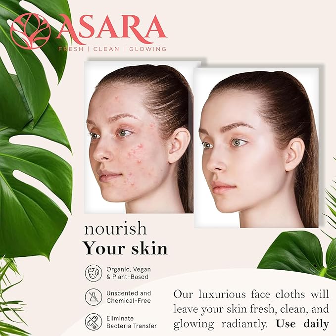 Clean Face Towels Disposable XL Facial Wipes | Add Water As a Makeup Remover | Sensitive Skin Face Towels | Organic Vegan Biodegradable - Clean Daily Towelettes | by Asara (200 Count)