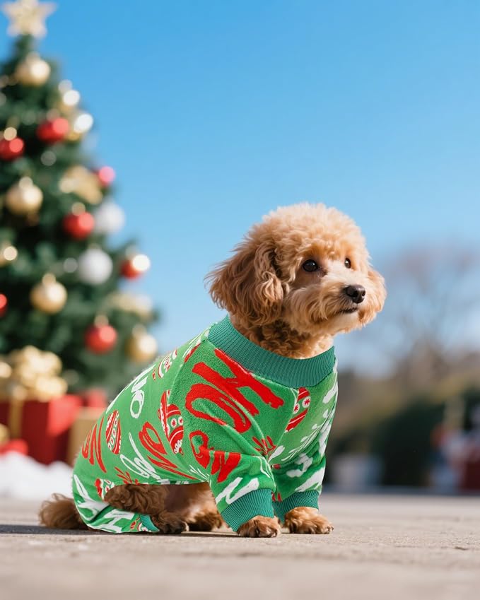 PET SHOW 4 Pack Christmas Velvet Dog Pajamas for Extra Small Dogs | Soft stretchy dogs onesies,boy girl pjs with sleeve,holiday jumpsuit costume for small pets cats,XS