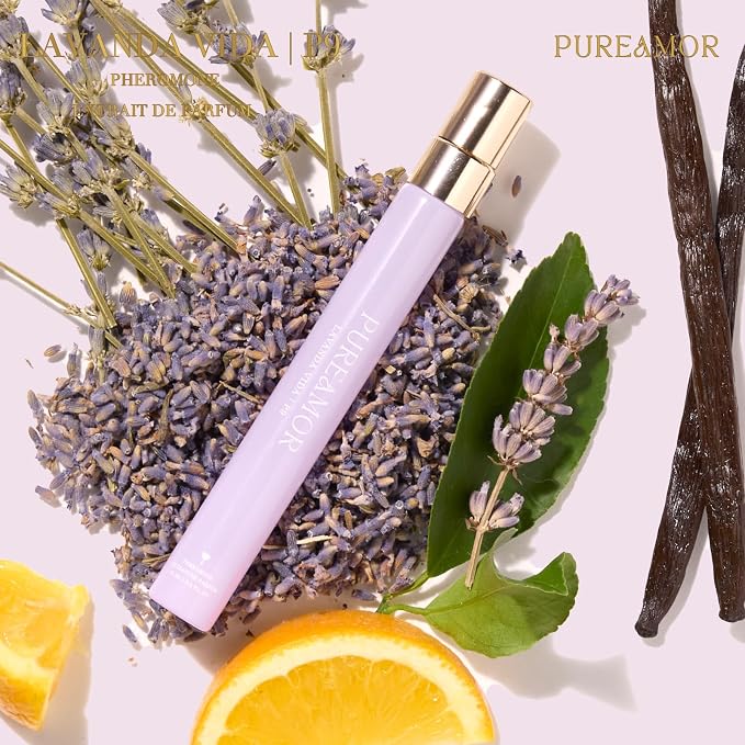PUREAMOR Pheromone Perfume for Women, Lavanda Vida Extrait de Parfum – Bold Floral Scent with Lavender, Orange Blossom & Vanilla, Long Lasting Fragrance, 0.4 oz / 12 ml Travel Size