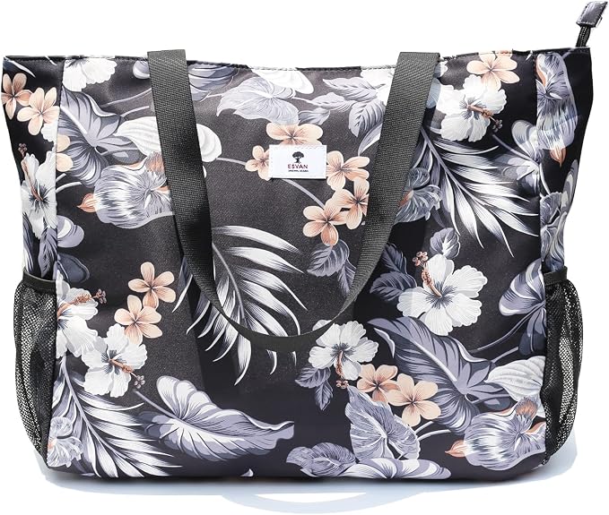 ESVAN LARGE BEACH BAG Water Resistant Lightweight 20 inch Women Oversize Tote Bag for Gym Beach Travel Pool Yoga Nurse