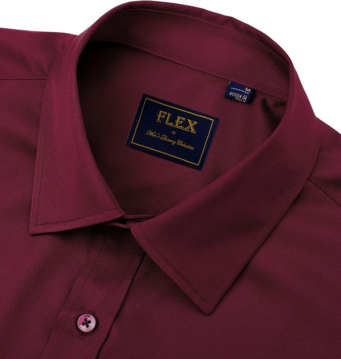 J.VER Men's Dress Shirts Solid Long Sleeve Stretch Wrinkle-Free Formal Shirt Business Casual Button Down Shirts