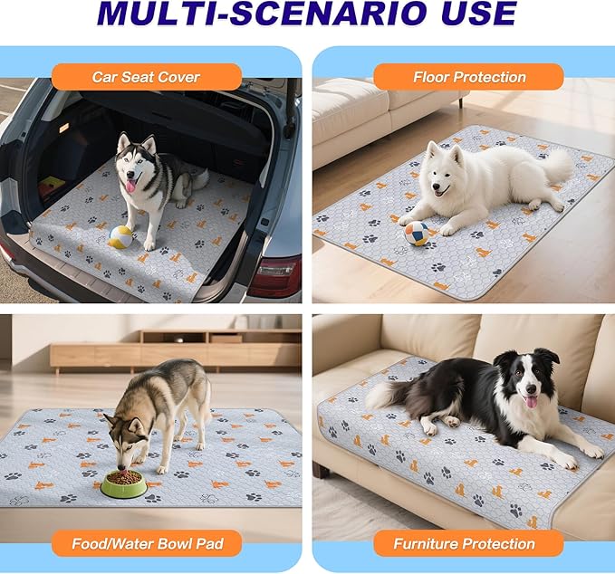 WanpeeGoo Washable Pee Pads for Dogs, Waterproof, 36 x 54 in, 2 Pack, Orng | Super Absorbent, Waterproof and Non-Slip; Washable, Reusable Dog Pads for Crates, Playpens, Floors, Furniture and Travel