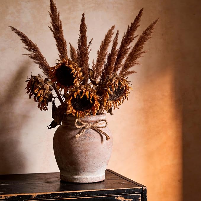 Lvases 6.5in Rust Ceramic Vase, Rustic Farmhouse Decor Flower Vase | Decorative vase for home decor, centerpiece fits living room, bedroom, kitchen, dining table, shelf and fireplace mantle