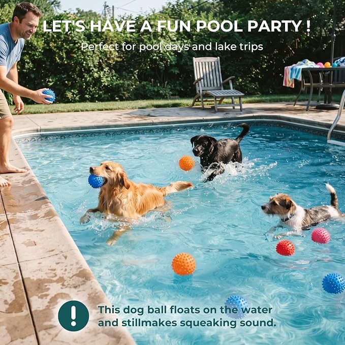 Bacon-Flavor Interactive Squeaky Ball for Dogs, 25-80lbs Pack of 3