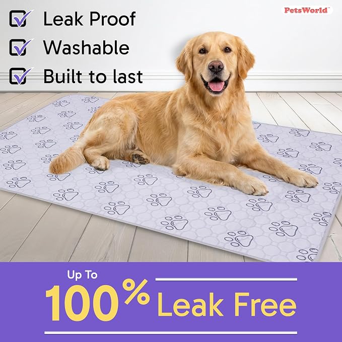 Washable Reusable Dog Pee Pads (Pack of 8) – 34” x 52” Extra Large Training Pads with Non- Slip Backing – Waterproof, Leakproof, Absorbent Pet Pads for Puppies & Dogs
