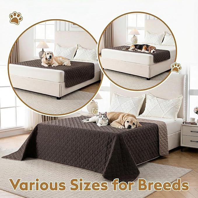 FunFurry Waterproof Dog Blanket, Couch Cover for Dogs Washable, Reversible Dog Bed Cover, Couch Furniture Protector. (Dark＆Light Brown, 30 X 53 Inch - 1 Pack)