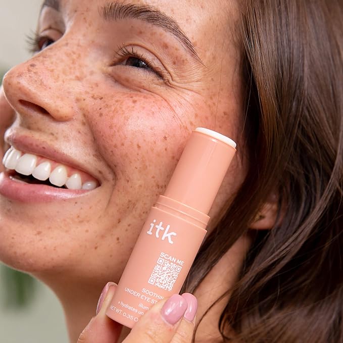 ITK Skincare Caffeine + Aloe Vera Under Eye Stick Face Moisturizer for Fine Line & Wrinkle Repair - Travel Size - Anti Aging Dark Circle Under Eye Balm Treatment Stick - Soothes Puffy Eyes & Redness
