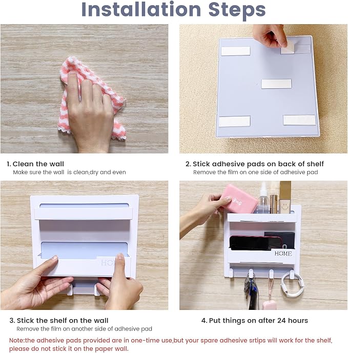 CHENYAOAI Bedside Shelf Accessories Organizer, Wall Mount Self Stick On, Cute Room Decor Aesthetic, Girls Room Decor, Cool Stuff for Bedroom Storage and Organization