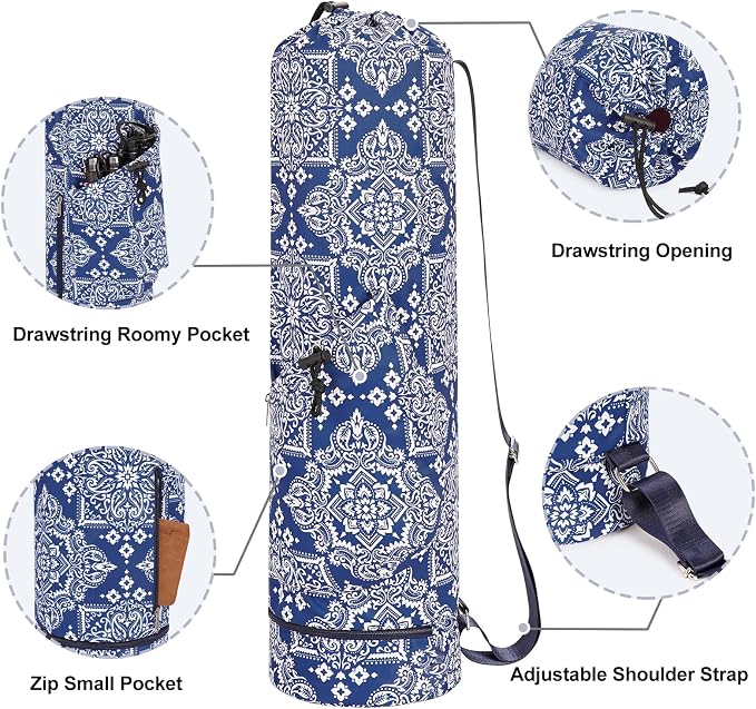 sportsnew Yoga Mat Bag with Water Bottle Pocket and Bottom Wet Pocket, Exercise Yoga Mat Carrier Multi-Functional Storage Bag, Patent pending