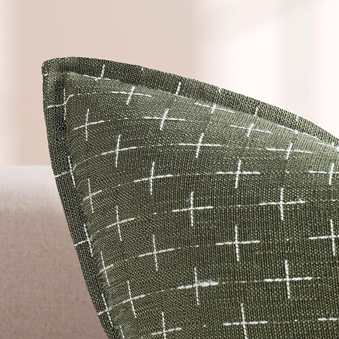 Pillow Covers 18x18 Set of 2 Soft Polyester Textured Pillow Covers with Stylish Flange Edge Cozy Farmhouse Throw Pillows for Couch Bed Sofa Living Room