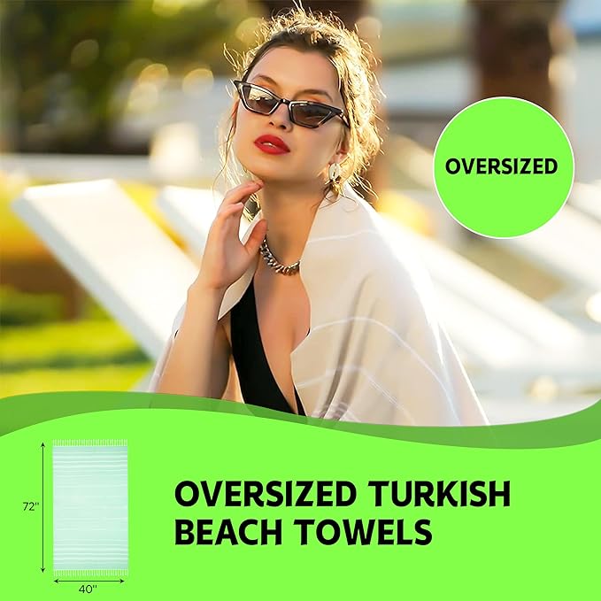 HAVLULAND Turkish Beach Towels, Oversized 40"x72" Turkish Bath Towel, Highly Absorbent Quick Dry Sand Free Beach Towels for Beach Pool Spa Gym Yoga Travel Camping Picnic Blanket - Black