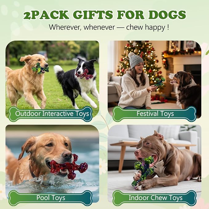 2Pack TreeBone Indestructible Dog Chew Toys for Aggressive Chewers