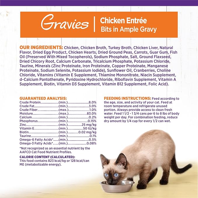 Wellness Complete Health Gravies Adult Canned Wet Cat Food, Natural, Protein Rich, Grain Free, Chicken Entrée Recipe, 5.5 oz, Pack of 12 Cans