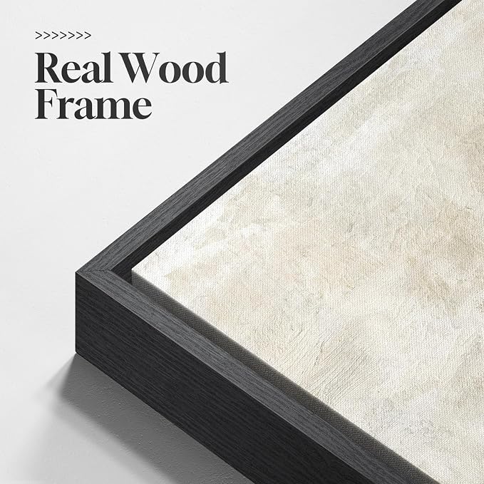 Framed Neutral Abstract Wall Art, Modern Beige and Cream Canvas Prints Artwork for Walls, Contemporary Minimalist Square Pictures for Living Room Bedroom Dining Room Hallway Office Wall Decor 30x30 In