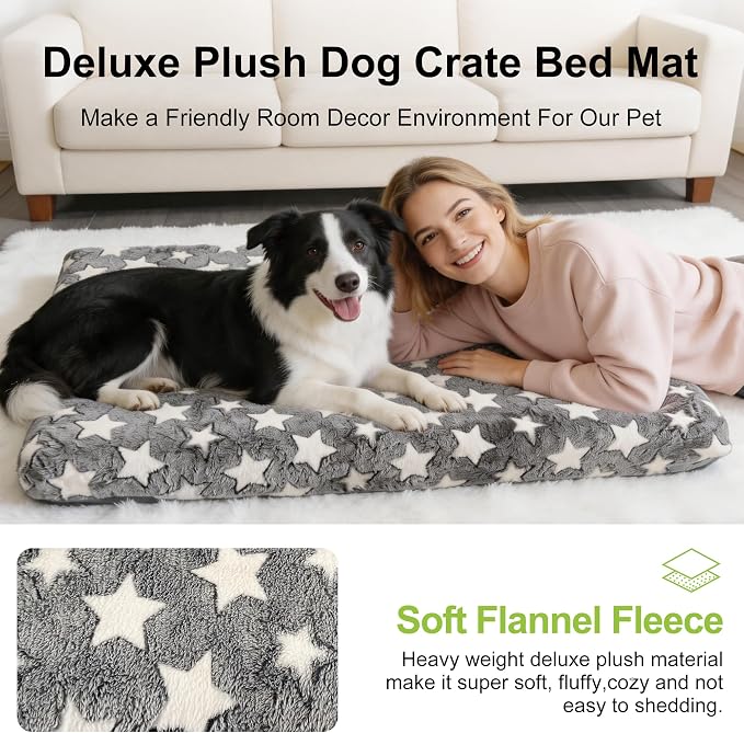 Orthopedic Dog Bed for Large Dogs, Washable Dog Mat with Removable Zippered Cover, Non-Slip Bottom, Comfort Crate Bed (Grey, M(30"*20"*3.1"))