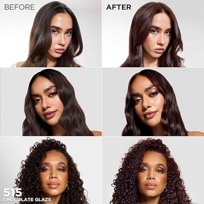 L'Oreal Paris Feria Multi-Faceted Shimmering Permanent Hair Color, High Intensity Hair Dye for 3X Highlights, 515 Chocolate Glaze, 1 Kit