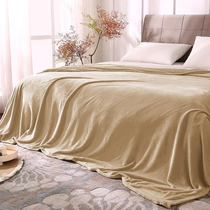 BEDELITE Fleece Blanket Soft Plush King Bed Blanket Light Camel 108"x90" | Ultra Soft Fleece, Plush Microfiber, Lightweight Warmth, All Season Comfort, Fade Resistant, Machine Washable