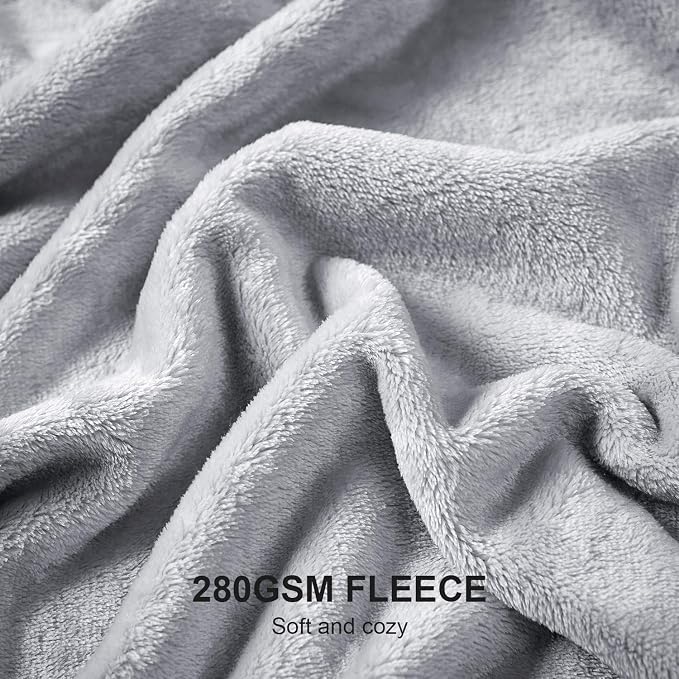 Hansleep Twin Light Grey Fleece Blanket, Soft Flannel Bed Blanket | Fuzzy Cozy Blanket 60x80 Inches, Multi-use for Bed, Sofa, Couch, Travel, Camping, All Season Warm Lightweight Cover