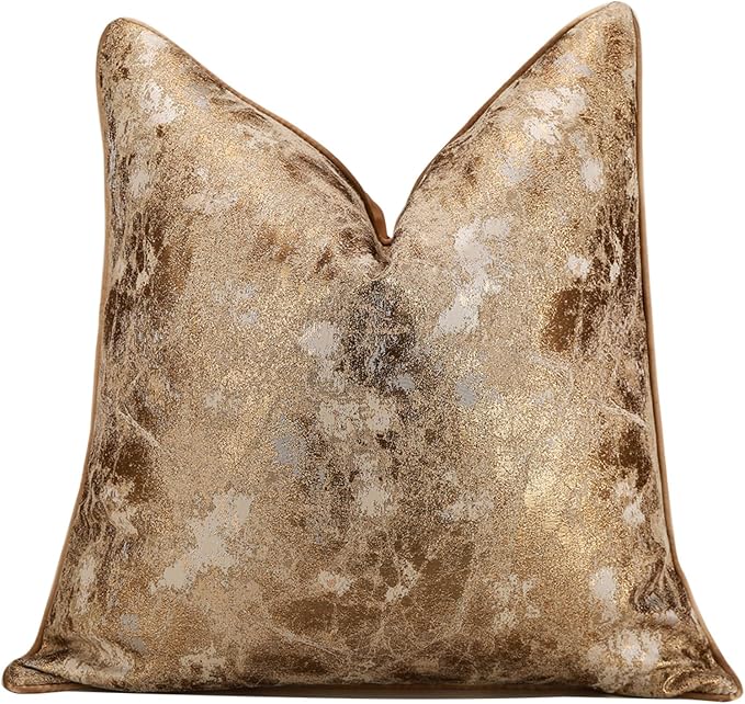 vctops Gold Decorative Luxurious Throw Pillow Covers Jacquard Square Cushion Cases Pillowcase for Bed Sofa Couch Chair Car Home Decor (Gold B,20"x20")