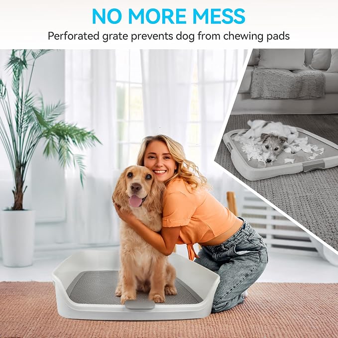 ALL FOR PAWS Pee Pad Holder, XL Dog Litter Box, Puppy Pads Holder, Puppy Potty Tray for Small/Medium Dog Potty Training, 25" x 25"