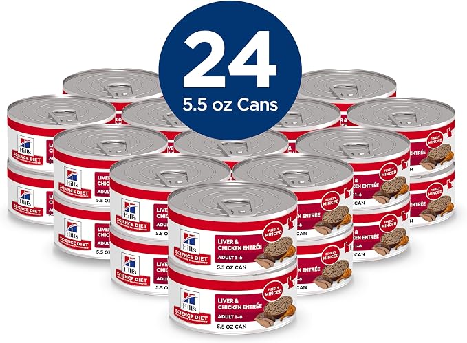 Hill's Science Diet Adult 1-6 Wet Cat Food | #1 Veterinarian Recommended, Liver & Chicken Recipe, 5.5 oz. Cans, 24-Pack