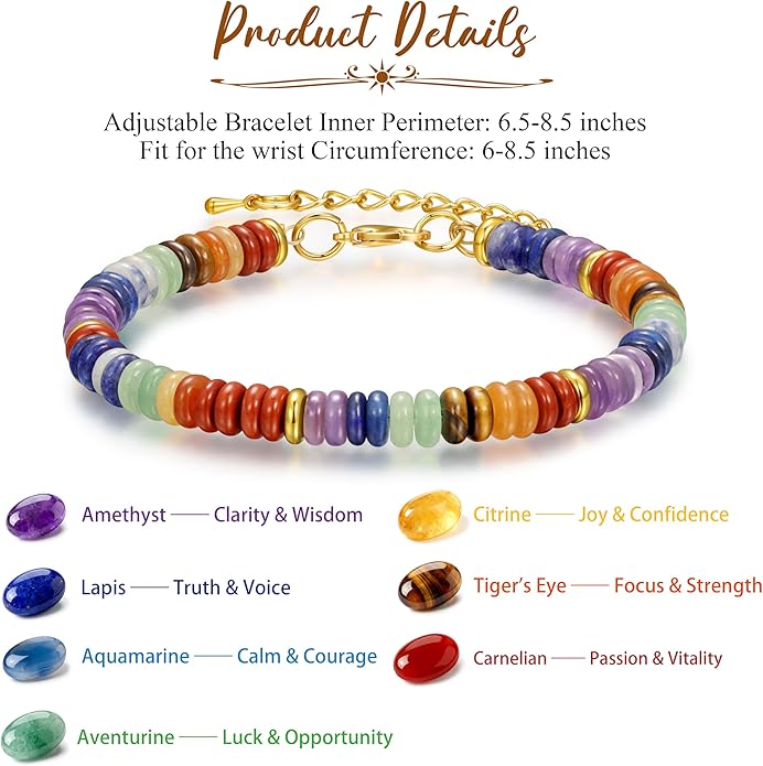 Yavannah Crystals and Healing Stones Beaded Bracelets Stress Relief Spiritual Gifts for Women