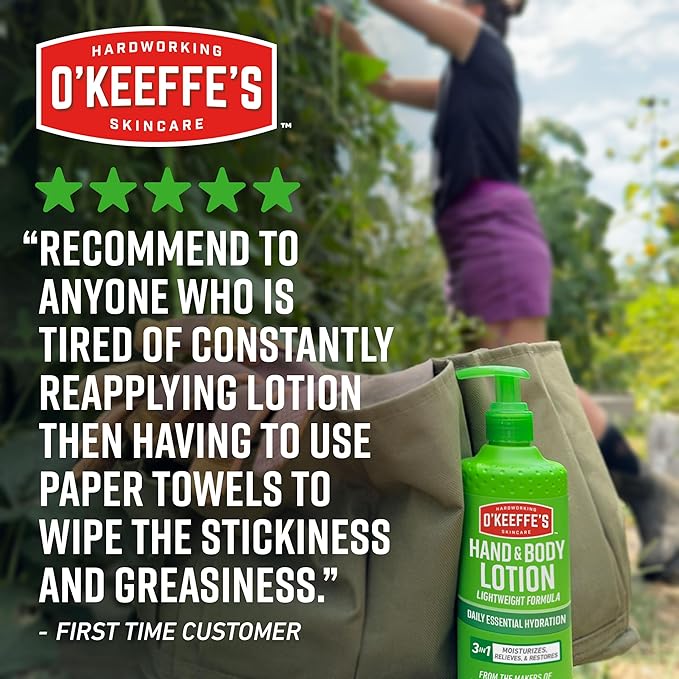 O'Keeffe's Hand and Body Lotion with Glycerin and Shea Butter - 12 oz Pump - Daily Essential Hydration, Heals & Relieves Extremely Dry Skin,(Pack of 4)