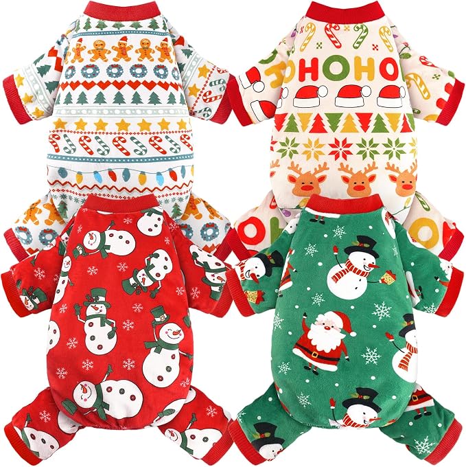4 Pack Dog Pajamas Soft Lightweight Dog Recovery Suit Onesie Clothes for Small Medium Large Female Pet Boys Girls Dogs Cats